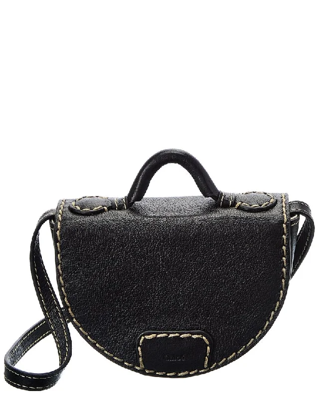 Handle bags with floral embroidery for detail -Chloe Edith Nano Leather Saddle Bag