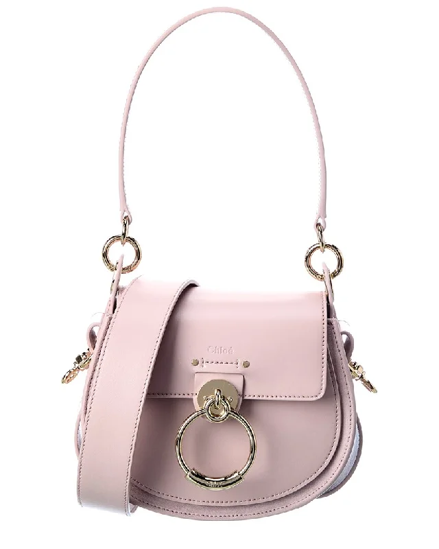 Handle bags with sturdy leather grip accents -Chloé Tess Small Leather & Suede Shoulder Bag