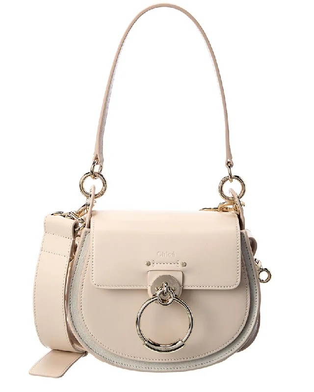 Handle bags with soft fabric for comfort -Chloé Tess Small Leather & Suede Shoulder Bag