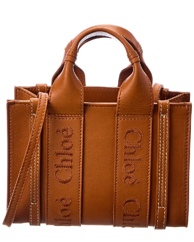 Handle bags with animal prints for flair -Chloé Woody Mini Leather Tote