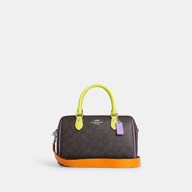 Handle bags with vegan suede for softness -Coach Outlet Rowan Satchel In Colorblock Signature Canvas