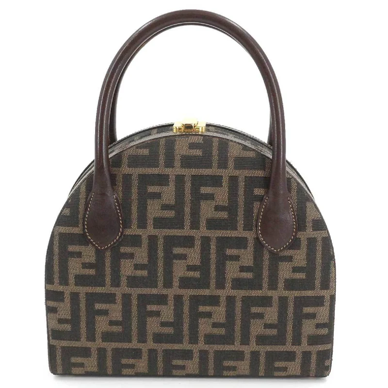 Handle bags with hidden pockets for security -Fendi Zucca Canvas Shoulder Bag (Pre-Owned)