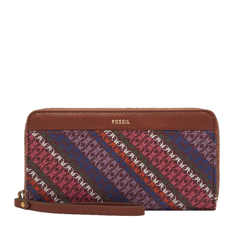 Handle bags with bold checks for trend -Fossil Women's Jori Printed PVC Zip Clutch