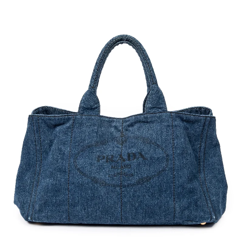 Handle bags with double handles for strength -Large Denim Canapa Tote