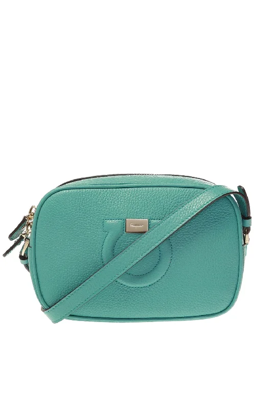 Handle bags with sturdy leather grip accents -SALVATORE FERRAGAMO City Women's 726256 Turquoise Camera Crossbody Bag