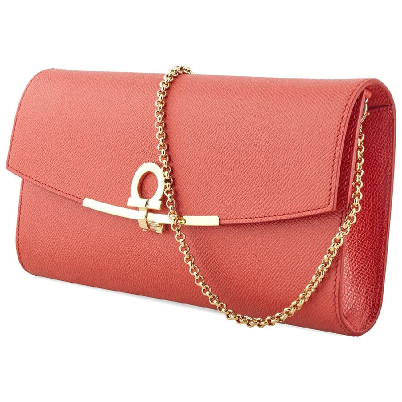 Handle bags with minimalist sleek silhouettes -SALVATORE FERRAGAMO Gancini Women's 725355 Coral Minibag