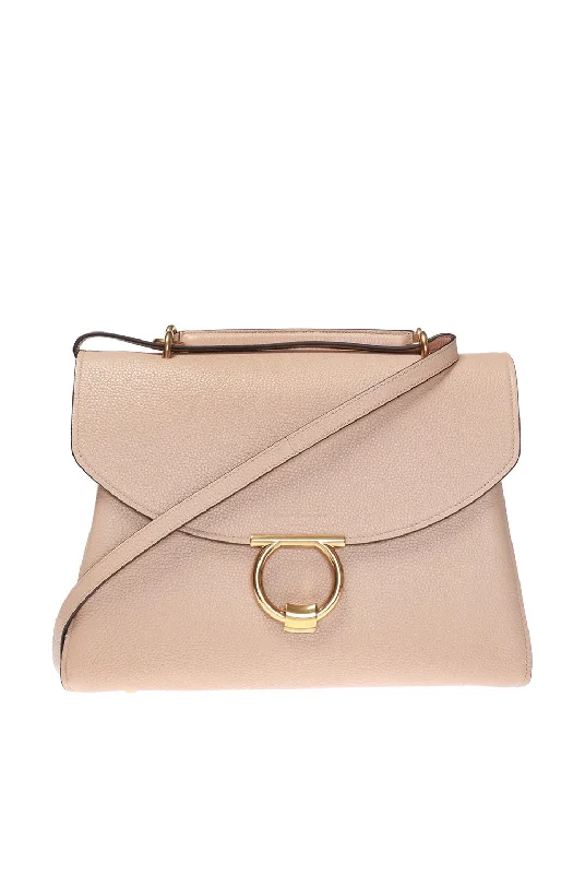 Handle bags with reinforced stitching for durability -SALVATORE FERRAGAMO Margot Women's 704169 Medium Almond Top Handle Bag