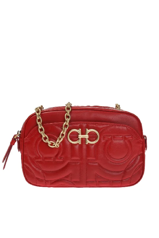 Handle bags with monogram designs for personalization -SALVATORE FERRAGAMO Quilting Women's 720129 Red Shoulder Bag