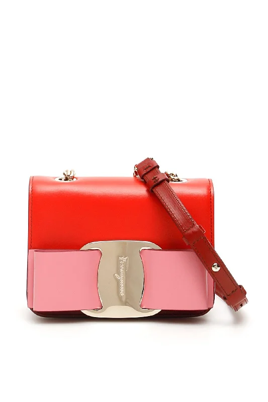 Reversible handle bags offering dual design styles -SALVATORE FERRAGAMO Vara Women's 727001 Red/Coral Shoulder Bag