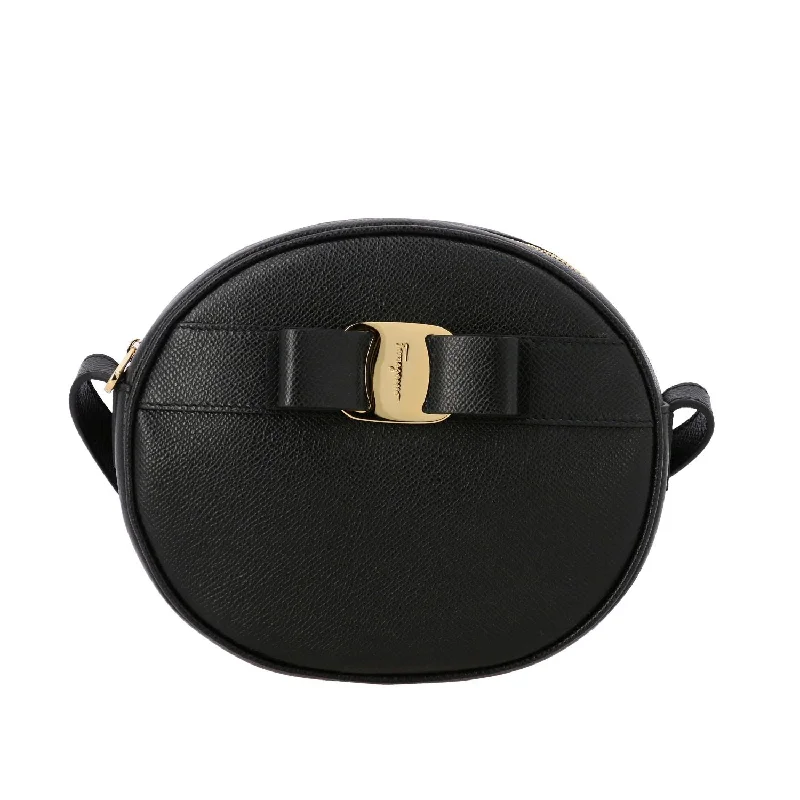 Handle bags with waterproof lining for protection -SALVATORE FERRAGAMO Vara Women's 727158 Black Crossbody Bag