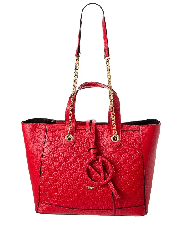 Handle bags with lightweight fabric for ease -Valentino by Mario Valentino Sophie Medallion Leather Tote